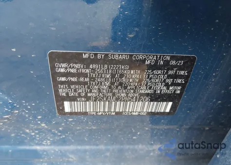 2023 Subaru Forester Wilderness z USA, uszkodzony, nr VIN JF2SKAMC2PH541206